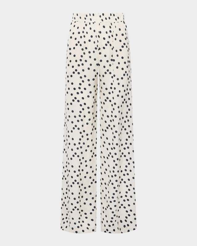 Lillian Polka-Dot Wide-Leg Pants